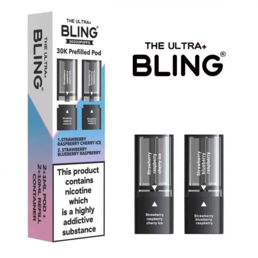 The Crystal Bling Ultra Plus 30k Pods Blueberry Strawberry Blackberry/Blueberry Cherry Cranberry