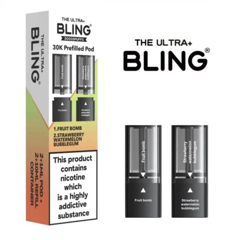 The Crystal Bling Ultra Plus 30k Pods Fruit Bomb/Strawberry Watermelon Bubblegum