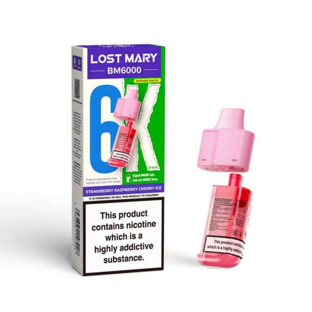 Lost Mary Bm6000 Refill Pods Strawberry Raspberry Cherry Ice