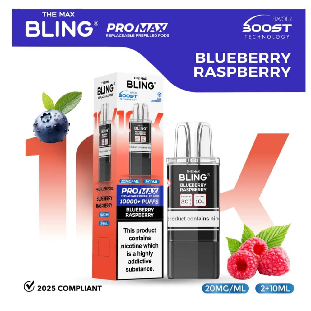 The Crystal Bling Pro Max 10k Pods Blueberry Raspberry