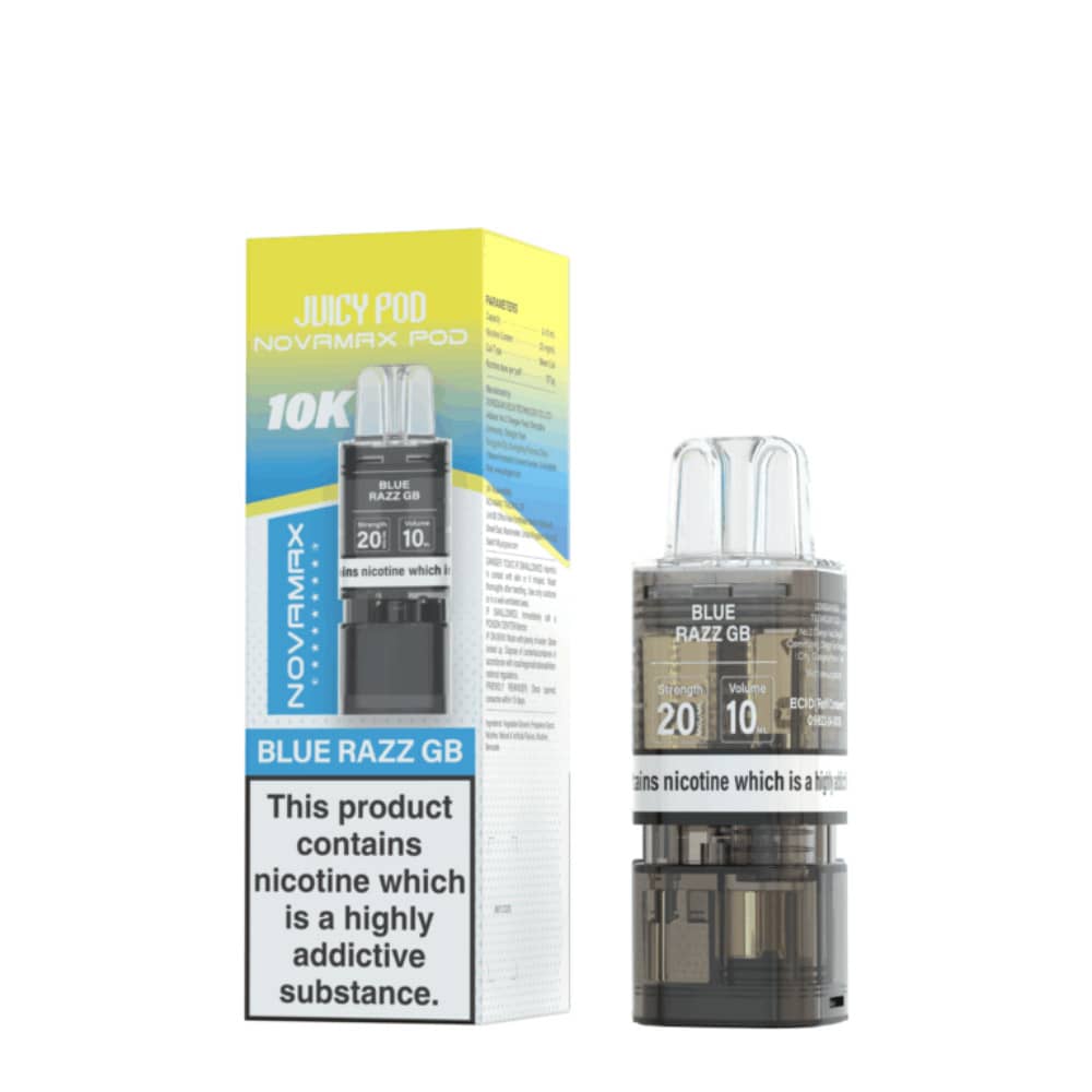 Juicy Pod Novamax 10K Pods Blue Razz GB
