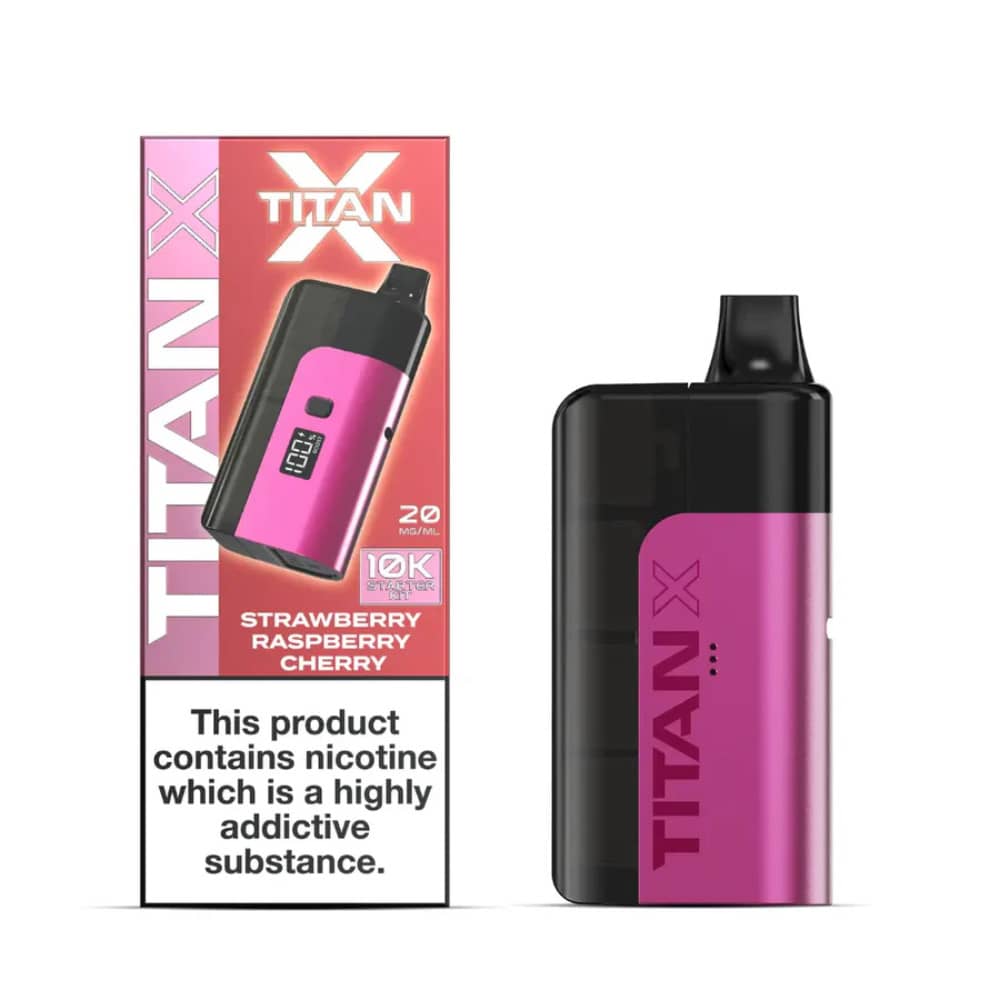 Titan X 10K Prefilled Pod Vape Kit Strawberry Raspberry Cherry