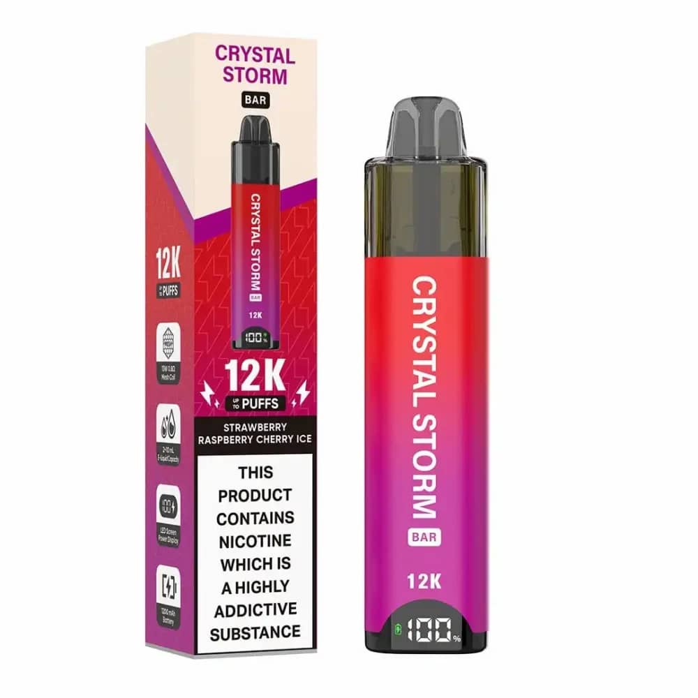 Crystal Strom Bar 12k Vape Kit Strawberry Raspberry Cherry Ice