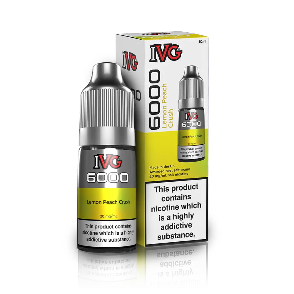 IVG 6000 Nic Salts e liquids 10ml Lemon Peach Crush 10mg