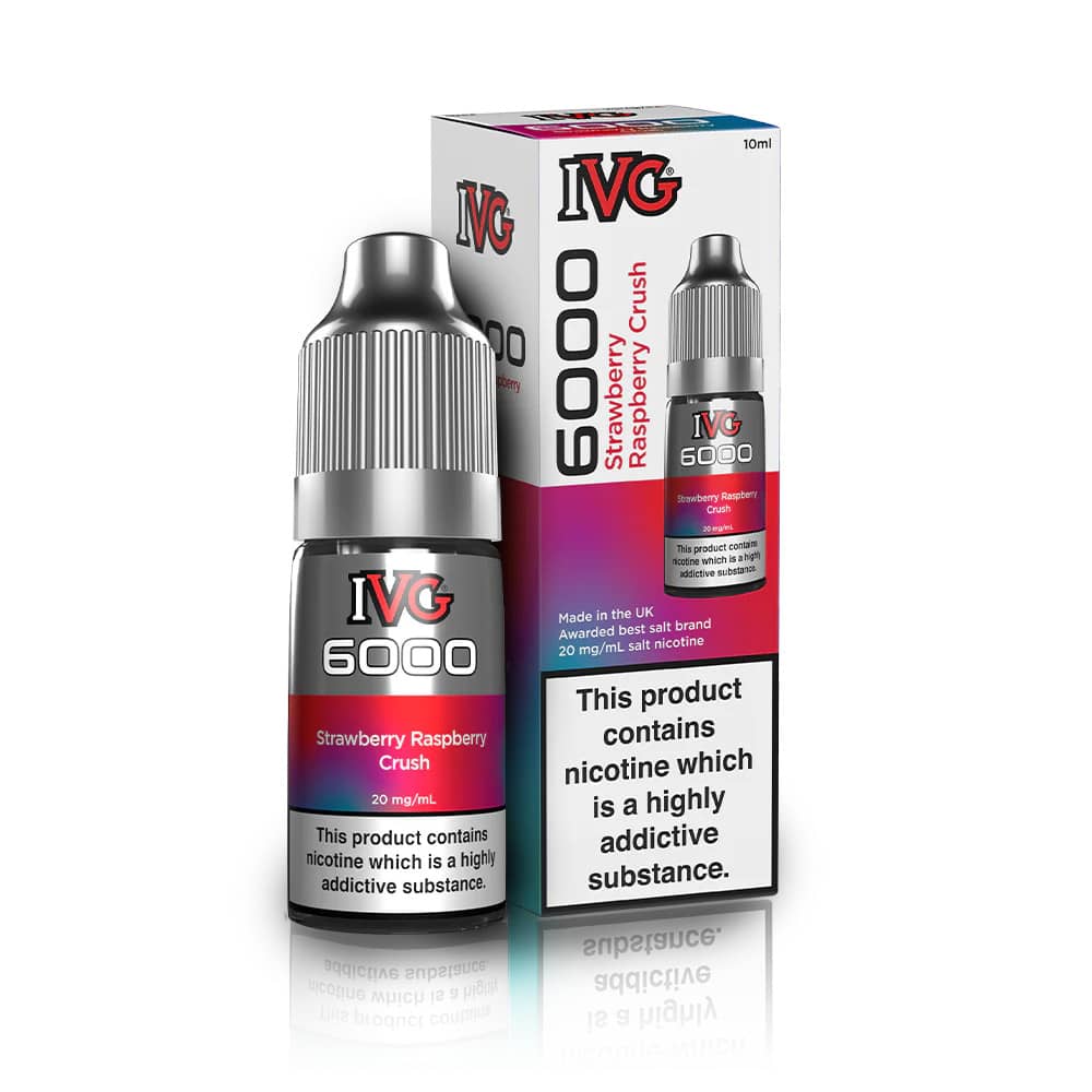 IVG 6000 Nic Salts e liquids 10ml Strawberry Raspberry Crush 20mg