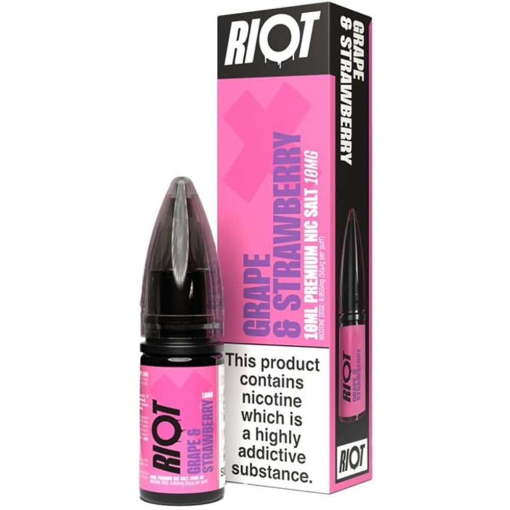 Riot X Nic Salts e liquids 10ml Grape Strawberry 20mg