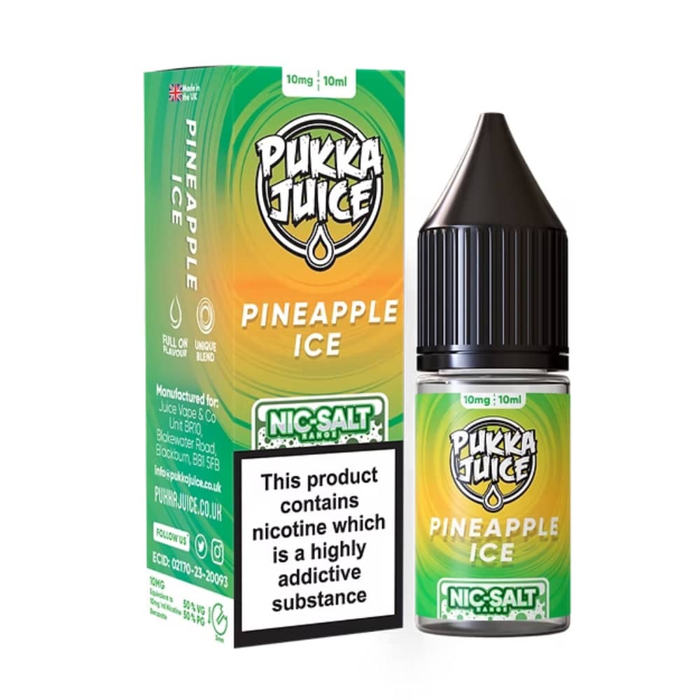 Pukka Juice Nic Salts e liquids 10ml Pineapple Ice 20mg