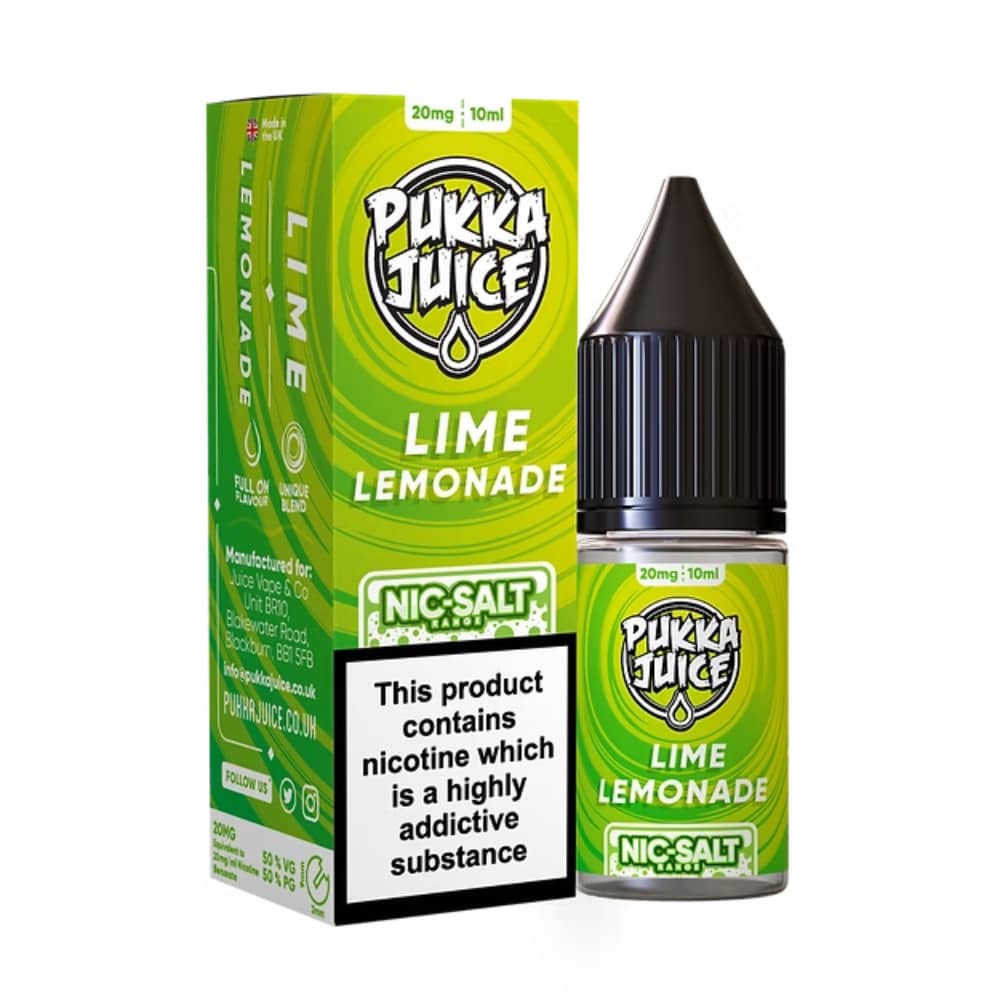 Pukka Juice Nic Salts e liquids 10ml Lime Lemonade 10mg