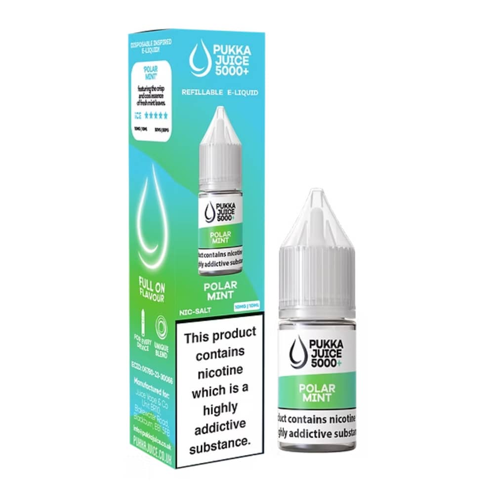 Pukka Juice 5000+ Nic Salts e liquids 10ml Polar MInt 10mg