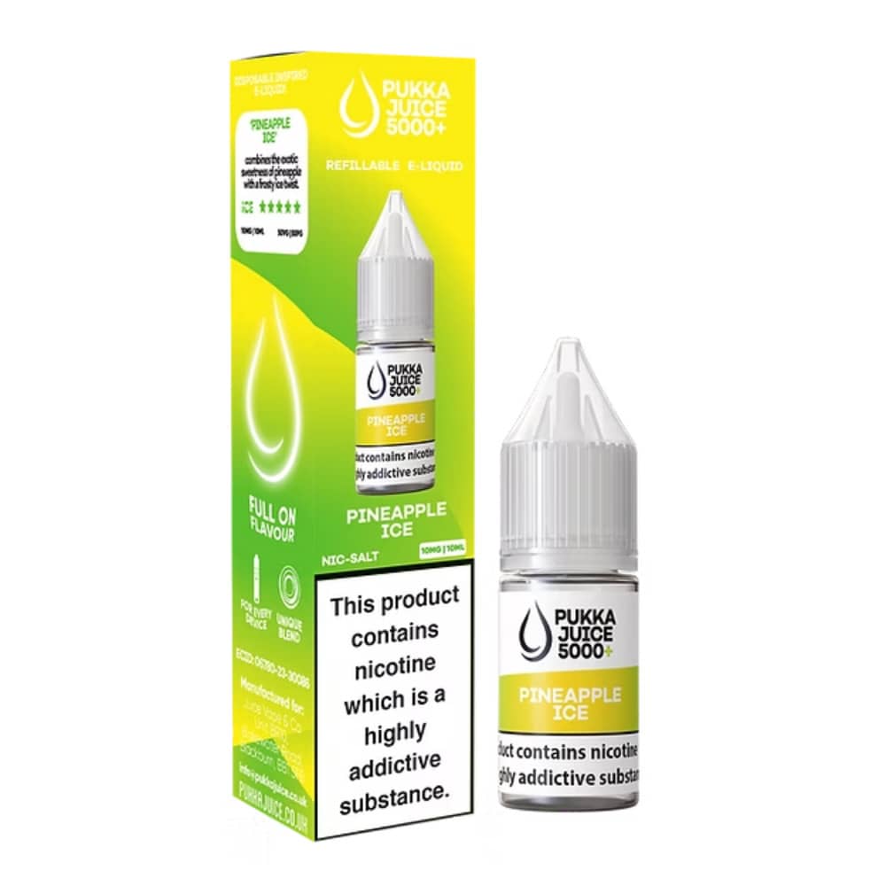 Pukka Juice 5000+ Nic Salts e liquids 10ml Pineapple Ice 10mg