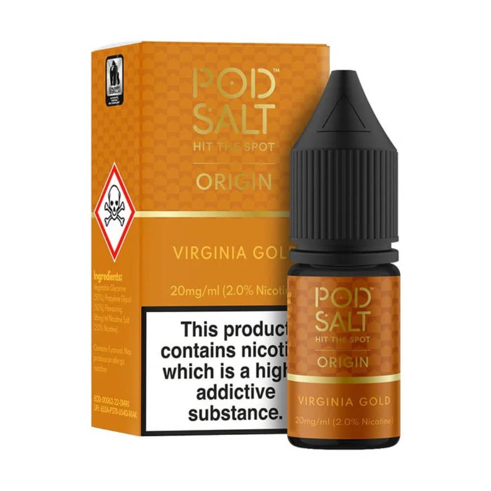 Pod Salt Origin Nic Salts e liquids 10ml Virgina Gold 10mg