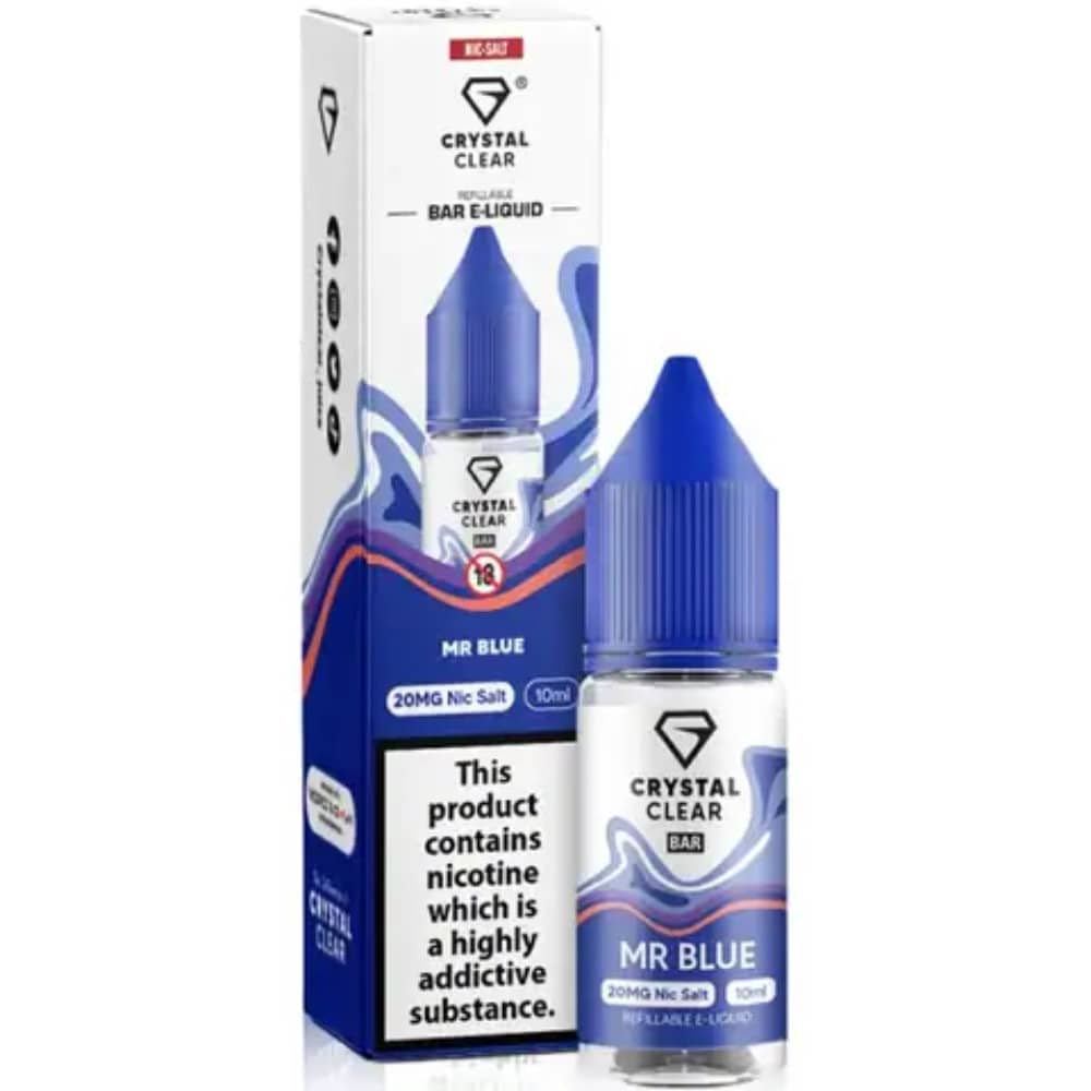 Crystal Clear Nic Salts e liquids 10ml Mr Blue 20mg