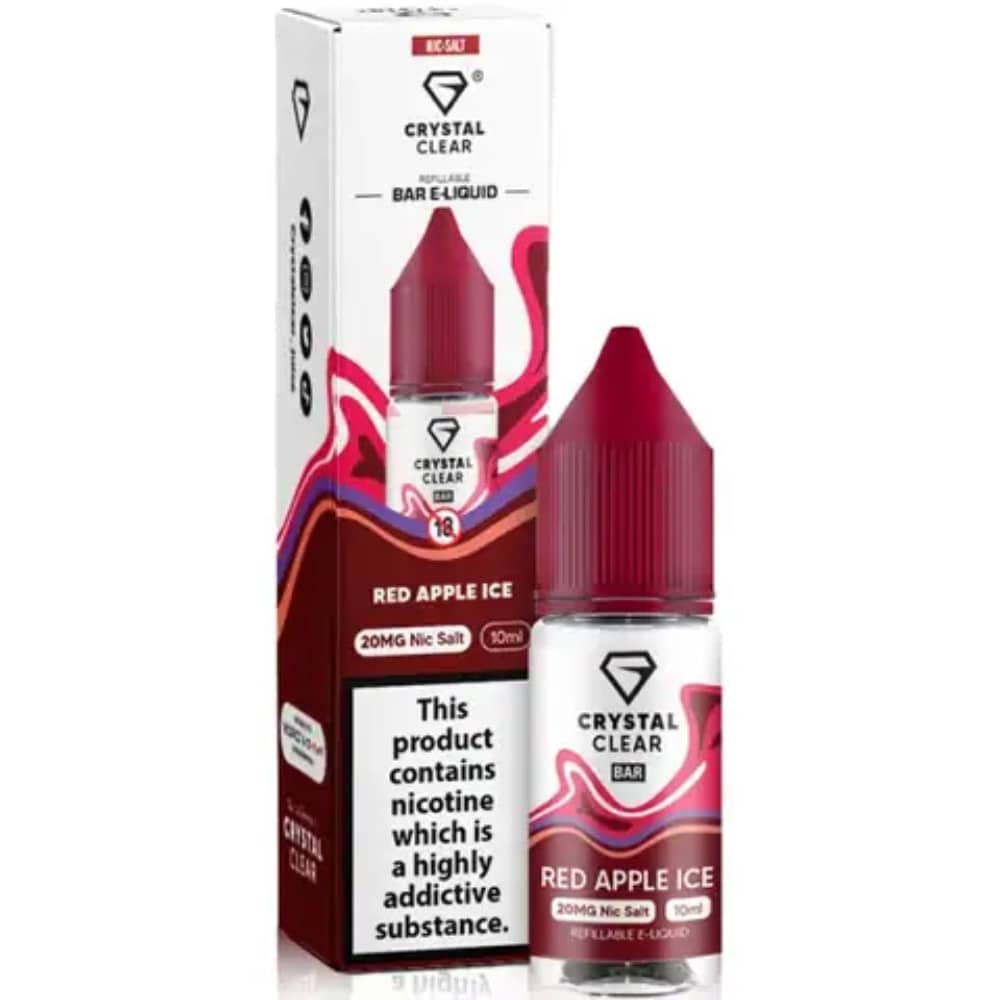 Crystal Clear Nic Salts e liquids 10ml Red Apple Ice 20mg