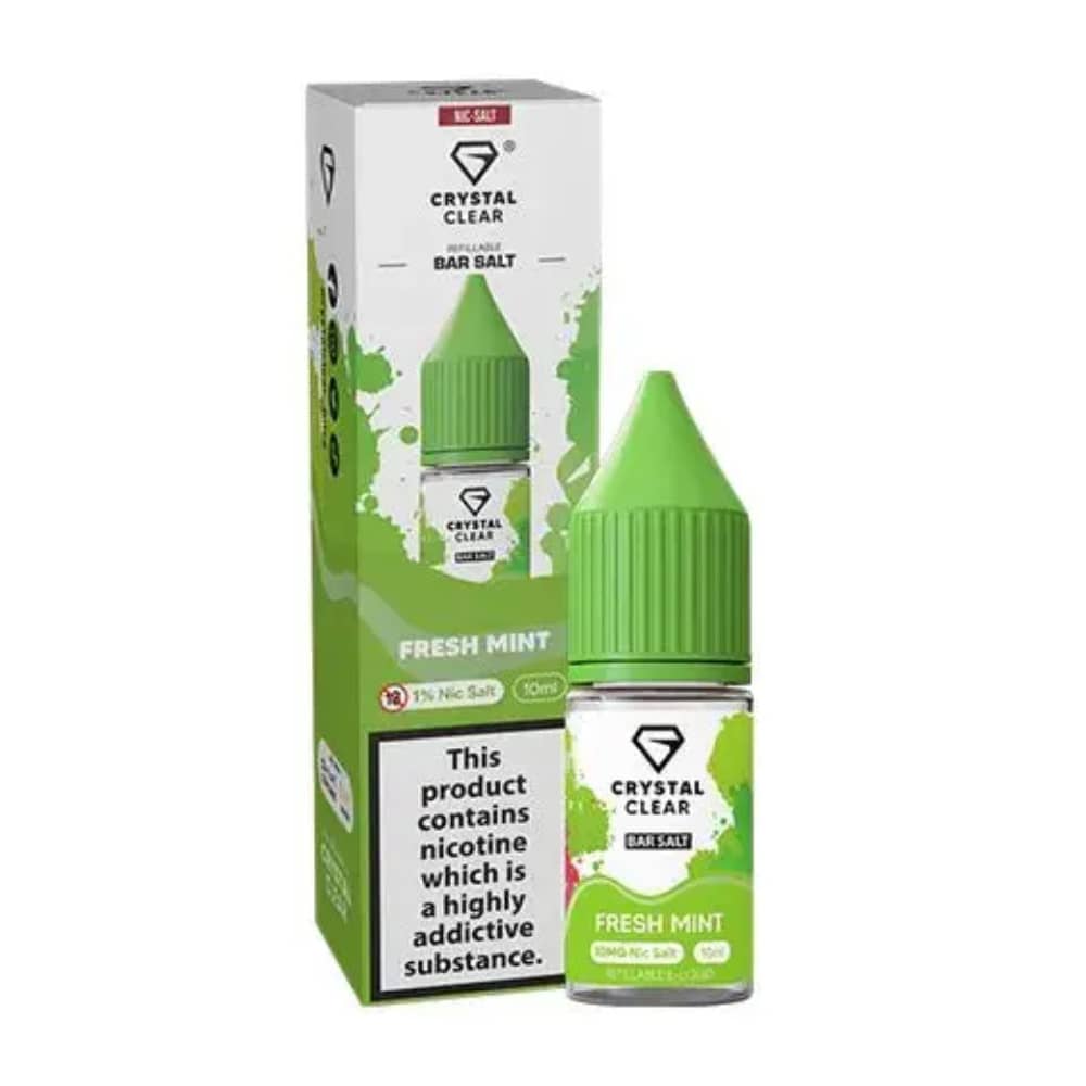 Crystal Clear Nic Salts e liquids 10ml Fresh Mint 10mg