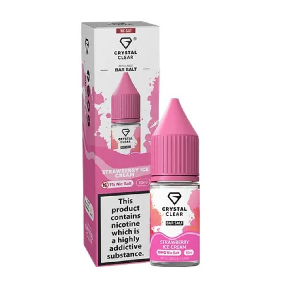 Crystal Clear Nic Salts e liquids 10ml Strawberry Ice Cream 10mg