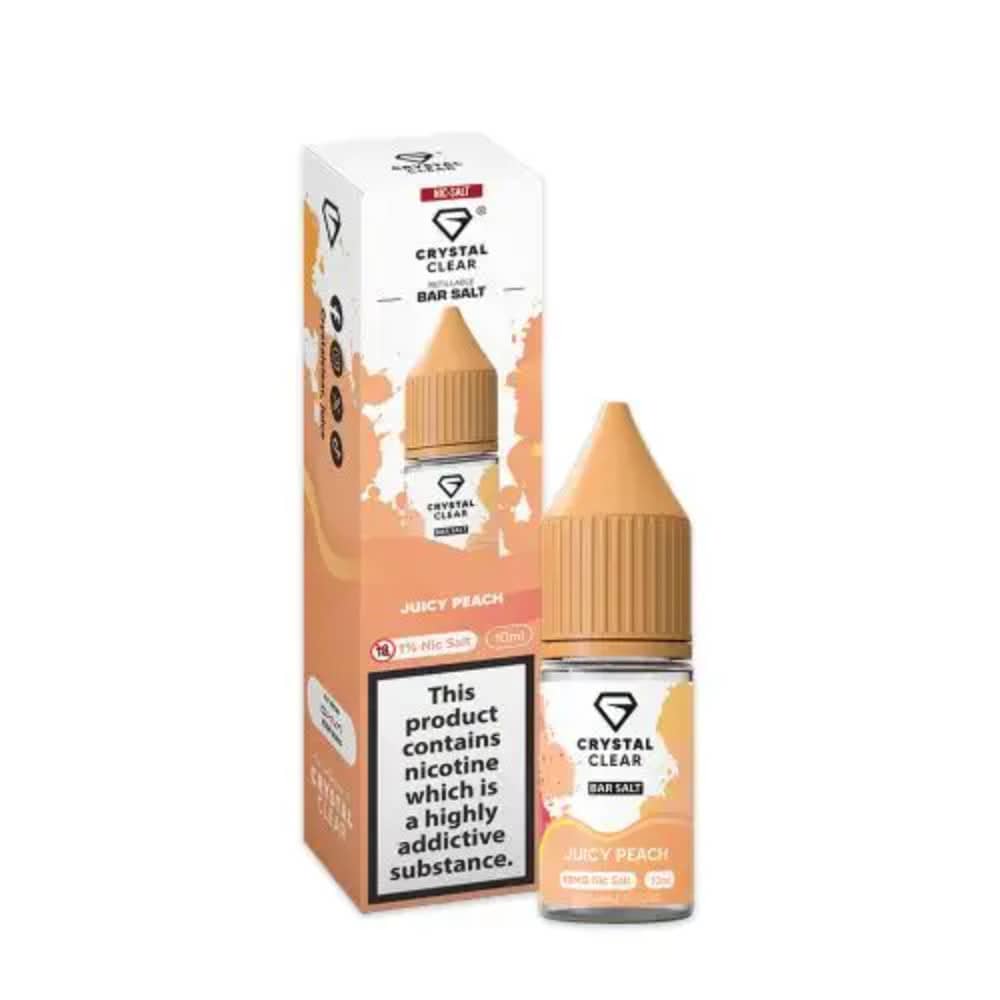 Crystal Clear Nic Salts e liquids 10ml Juicy Peach 10mg