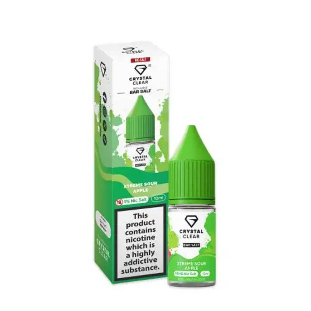 Crystal Clear Nic Salts e liquids 10ml Xtreme Sour Apple 10mg