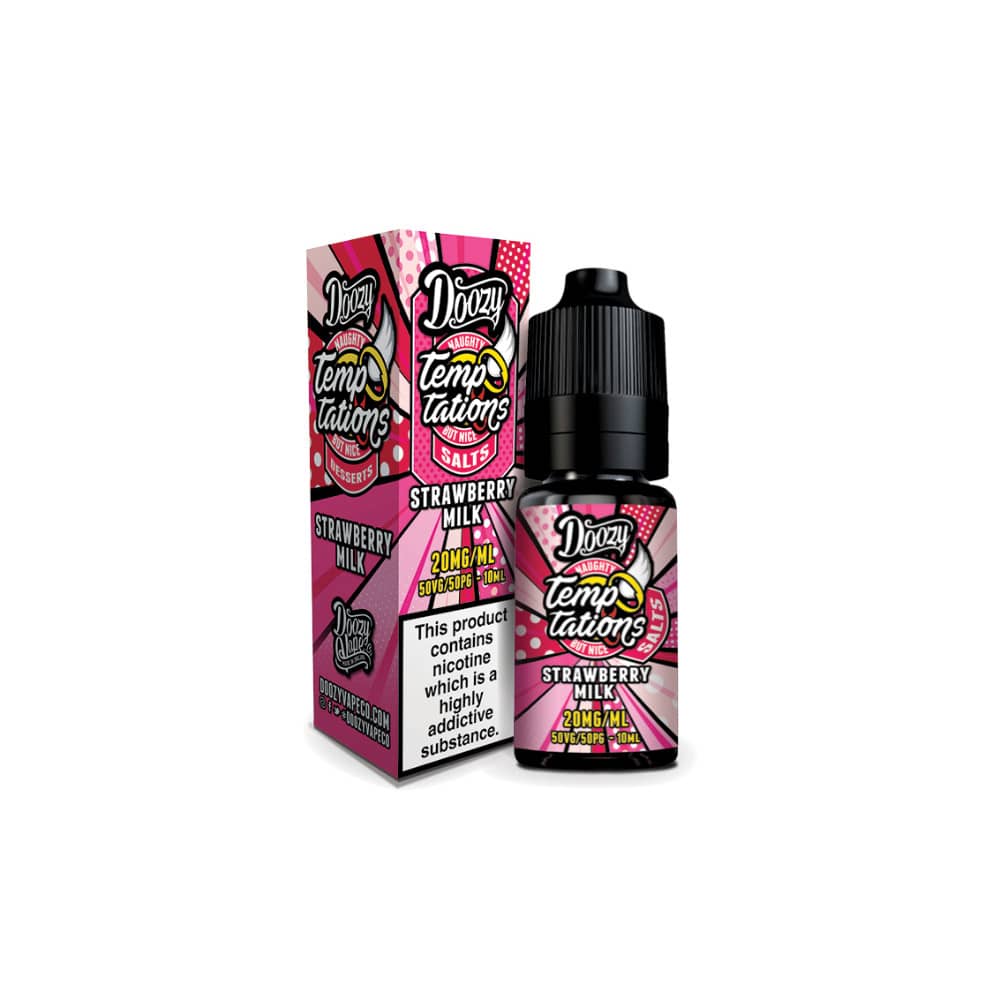 Doozy Temptation Nic Salts e liquids 10ml Strawberry Milk 20mg