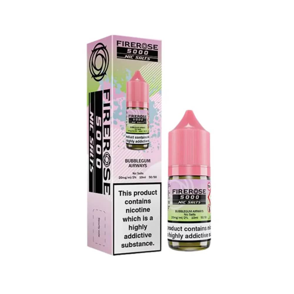 Firerose 5000 Nic Salt e liquids Bubblegum Airways 20mg