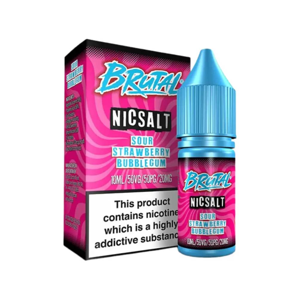 Just Juice Brutal Nic Salts e liquids 10ml Sour Strawberry Bubblegum 20mg