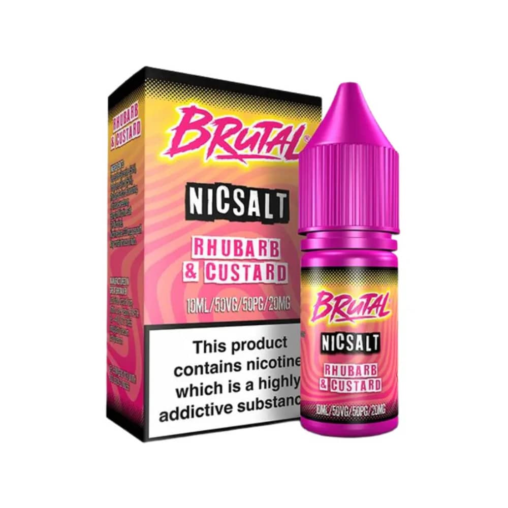Just Juice Brutal Nic Salts e liquids 10ml Rhubarb & Custard 20mg