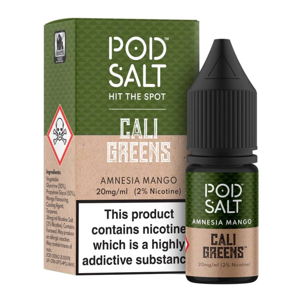 Pod Salt Fusions Nic Salts e liquids 10ml Cali Greens - Amnesia Mango 11mg