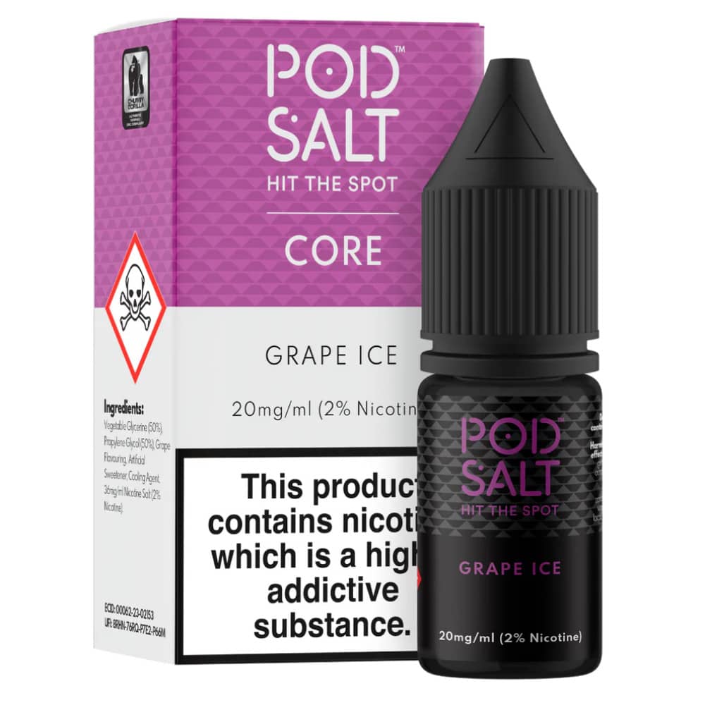 Pod Salt Core Nic Salts e liquids 10ml Grape Ice 11mg