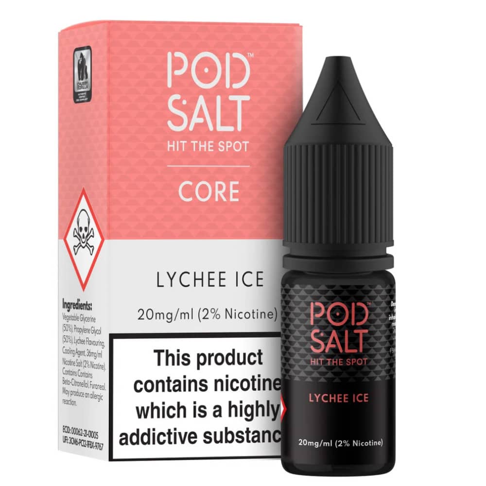 Pod Salt Core Nic Salts e liquids 10ml Lychee Ice 11mg