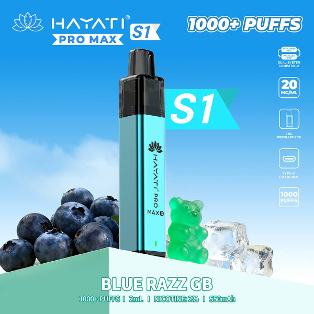 Hayati Pro Max S1 Prefilled Vape Kit Blue Razz GB