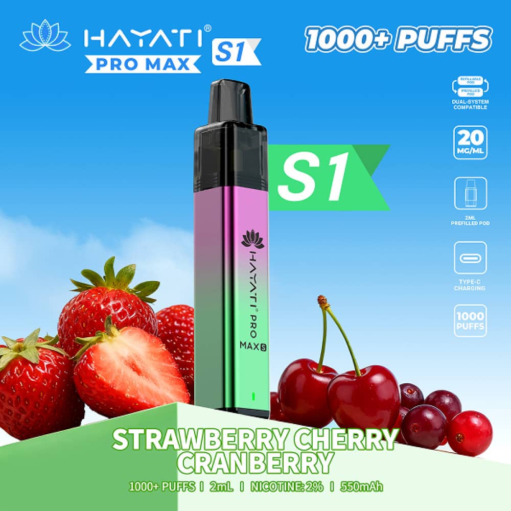Hayati Pro Max S1 Prefilled Vape Kit Strawberry Cherry Cranberry