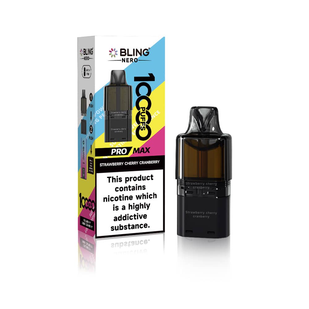 Crystal Bling Nero 10k Refill Pods Strawberry Cherry Cranberry