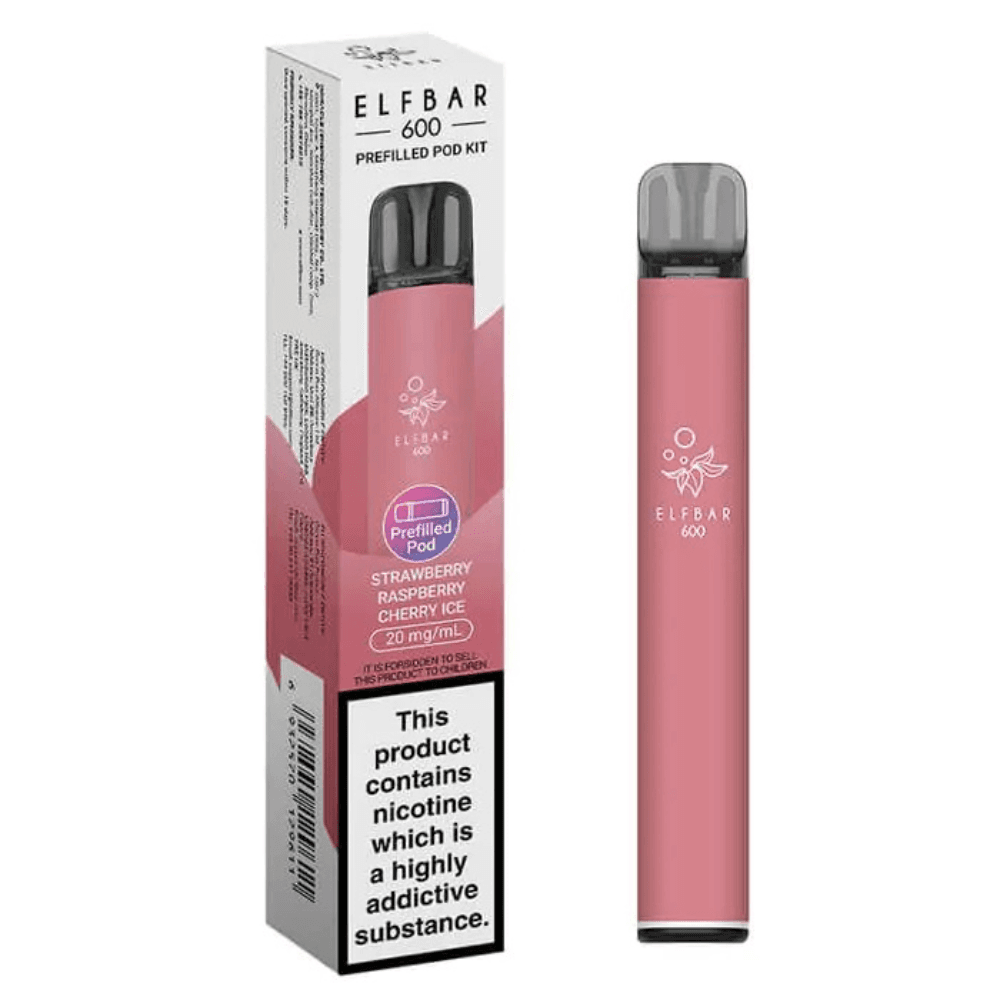  Strawberry Raspberry Cherry Ice Elf Bar 600 Vape Kit