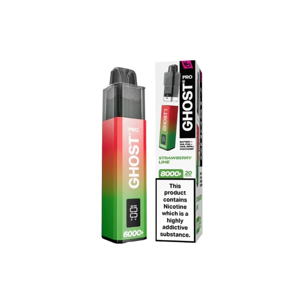  Strawberry Lime Vapes Bar Ghost Pro 8000