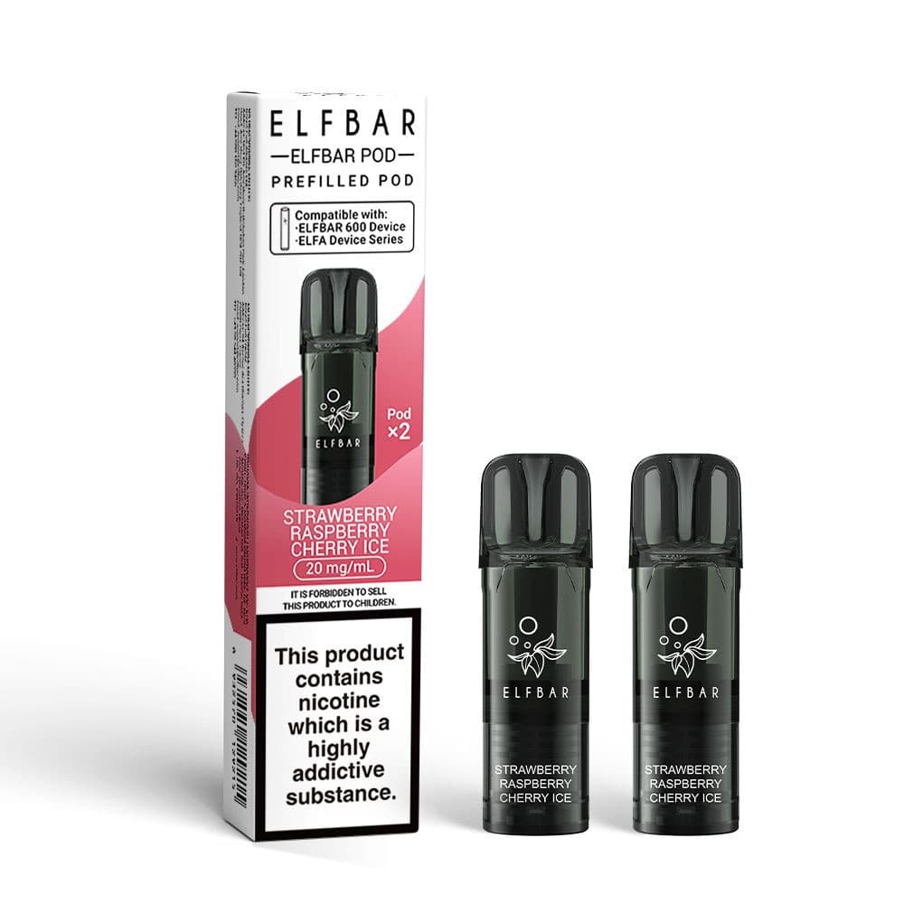  Strawberry Raspberry Cherry Ice Elf Bar 600 Refill Pods