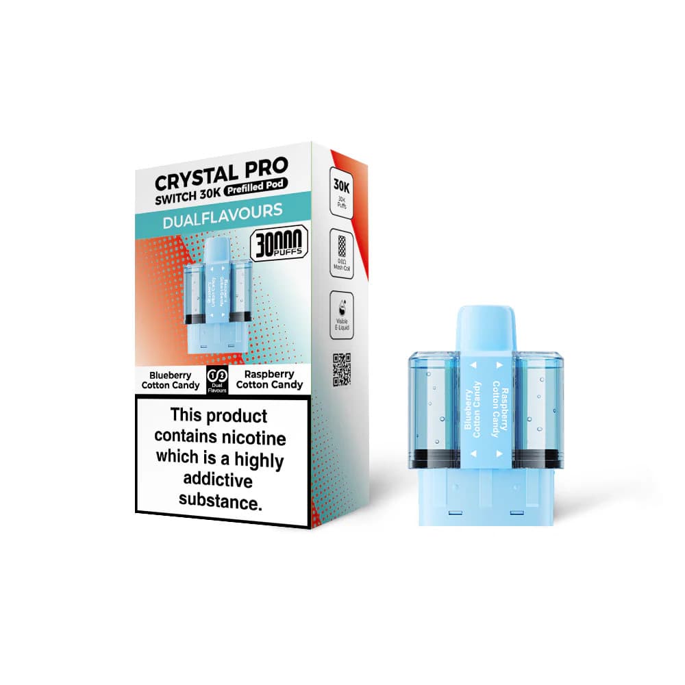 Blueberry Cotton Candy / Raspberry Cotton Candy Crystal Pro Switch 30k Refill Pods