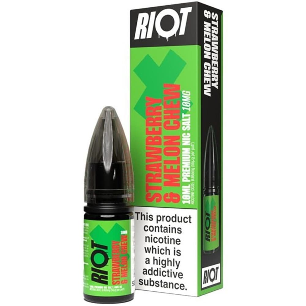  Strawberry Melon Chew / 10mg Riot X Nic Salts e liquids 10ml