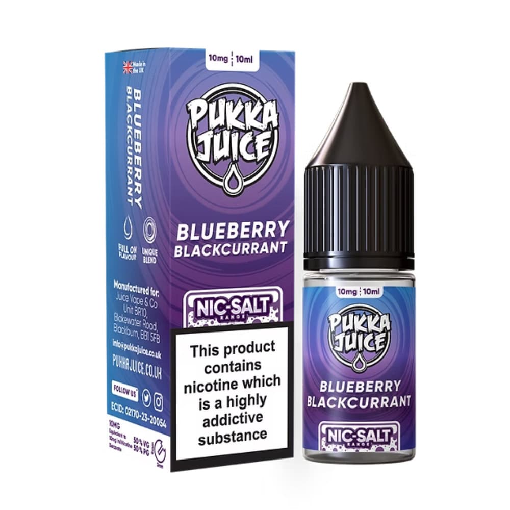  Blueberry Blackcurrant / 20mg Pukka Juice Nic Salts e liquids 10ml