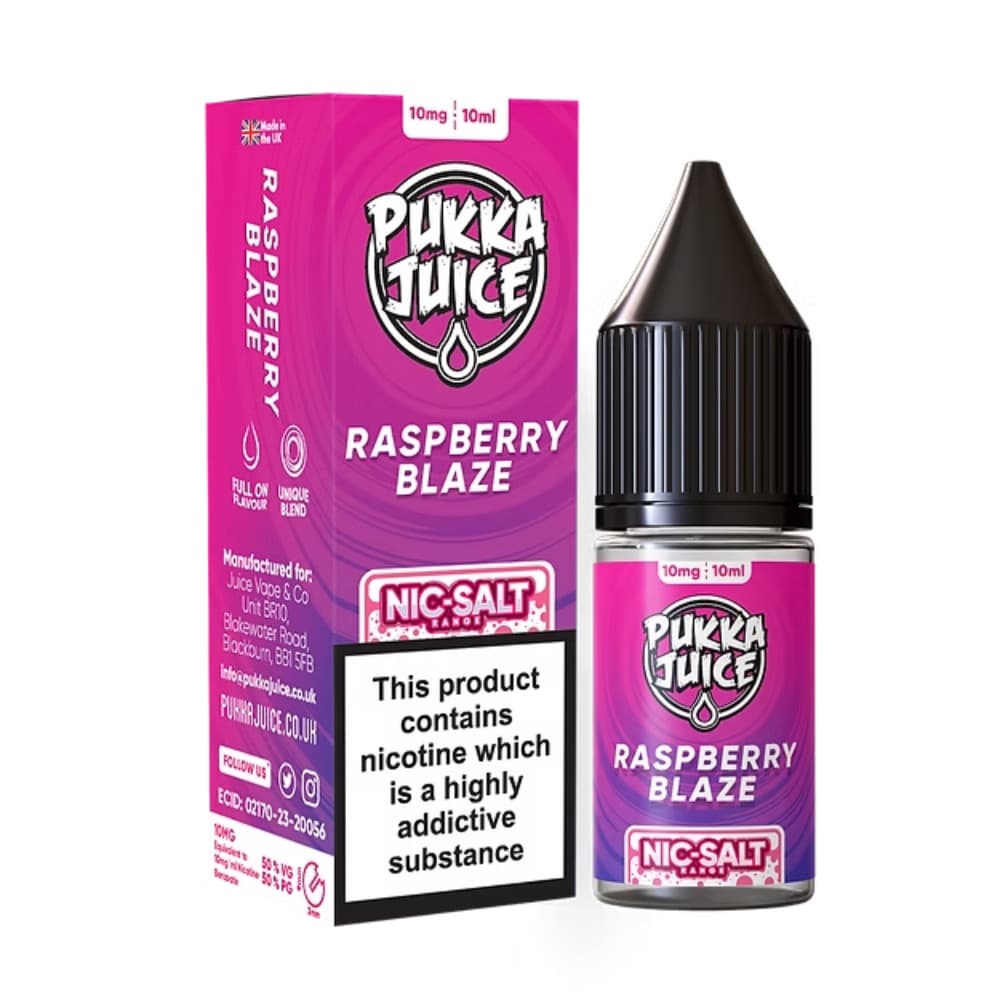  Raspberry Blaze / 20mg Pukka Juice Nic Salts e liquids 10ml