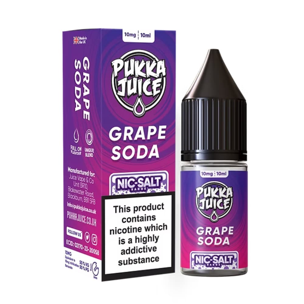  Grape Soda / 10mg Pukka Juice Nic Salts e liquids 10ml