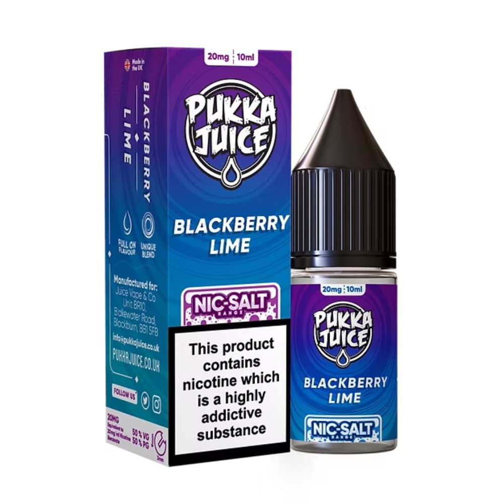  Blackberry Lime / 10mg Pukka Juice Nic Salts e liquids 10ml