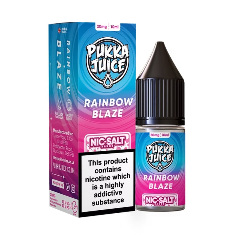  Rainbow Blaze / 10mg Pukka Juice Nic Salts e liquids 10ml