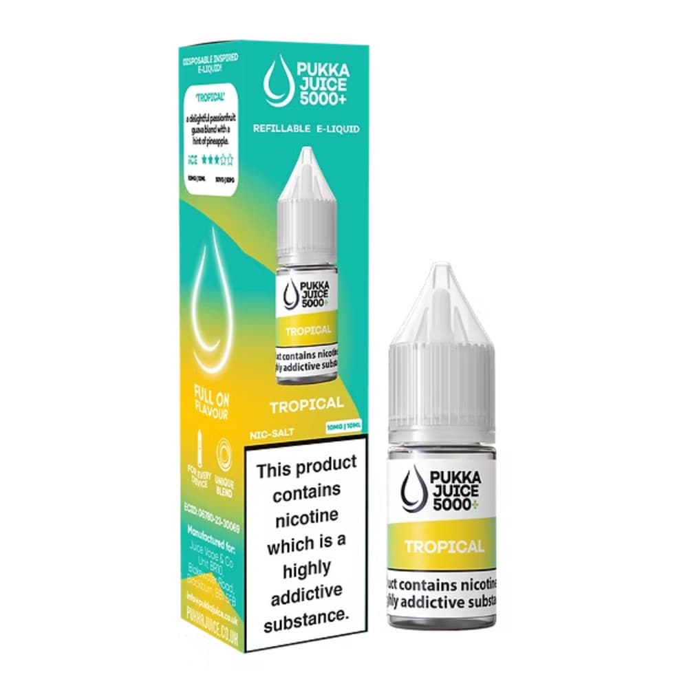  Tropical / 10mg Pukka Juice 5000+ Nic Salts e liquids 10ml