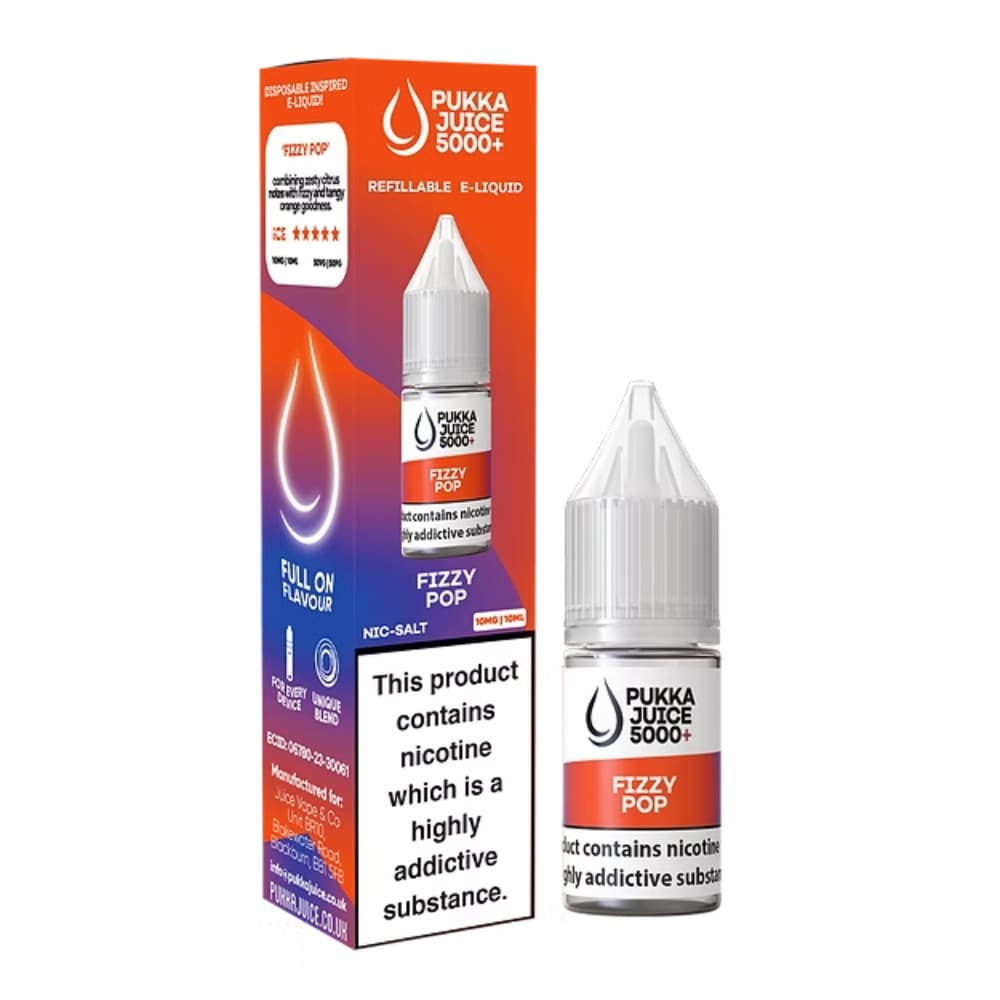  Fizzy Pop / 20mg Pukka Juice 5000+ Nic Salts e liquids 10ml