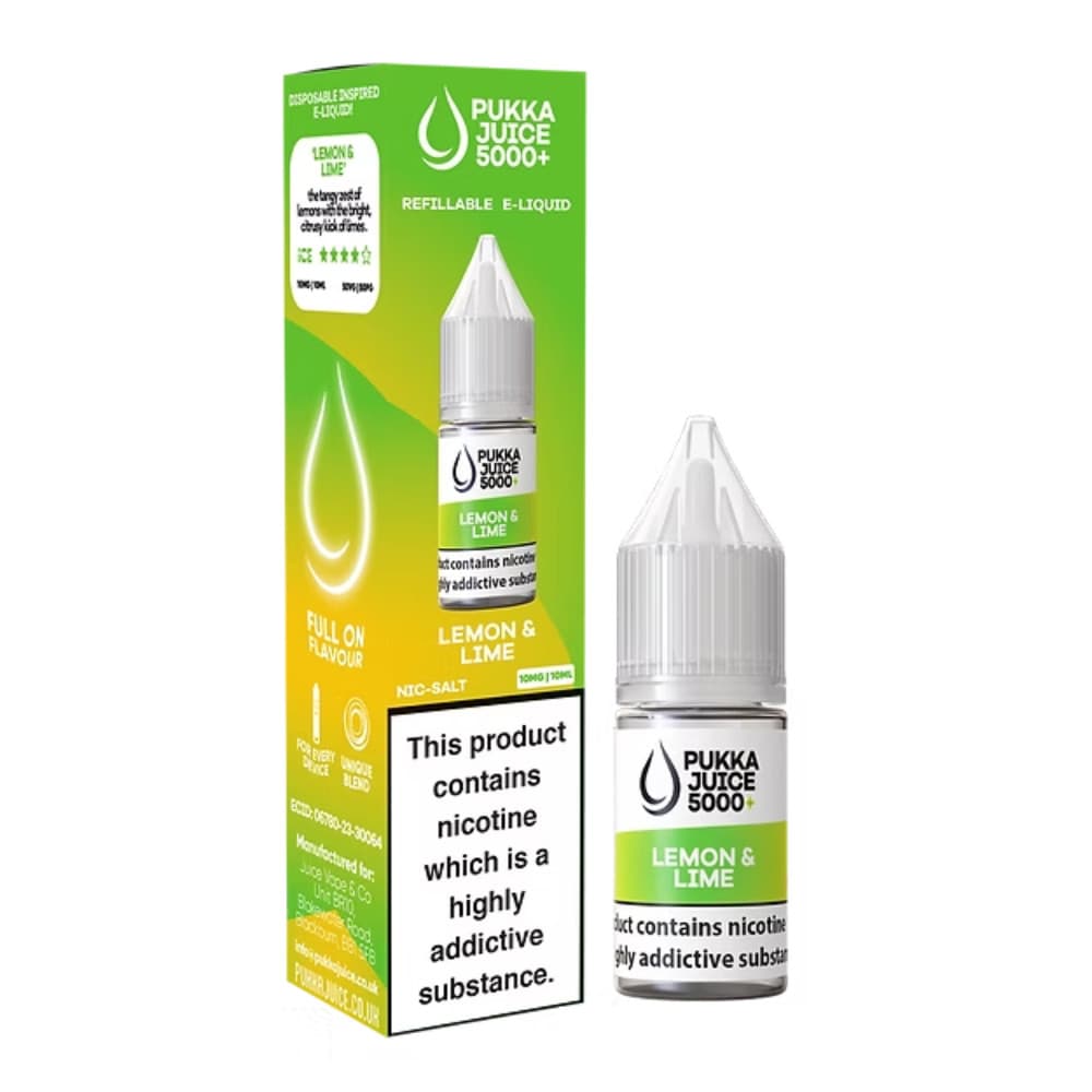  Lemon Lime / 10mg Pukka Juice 5000+ Nic Salts e liquids 10ml