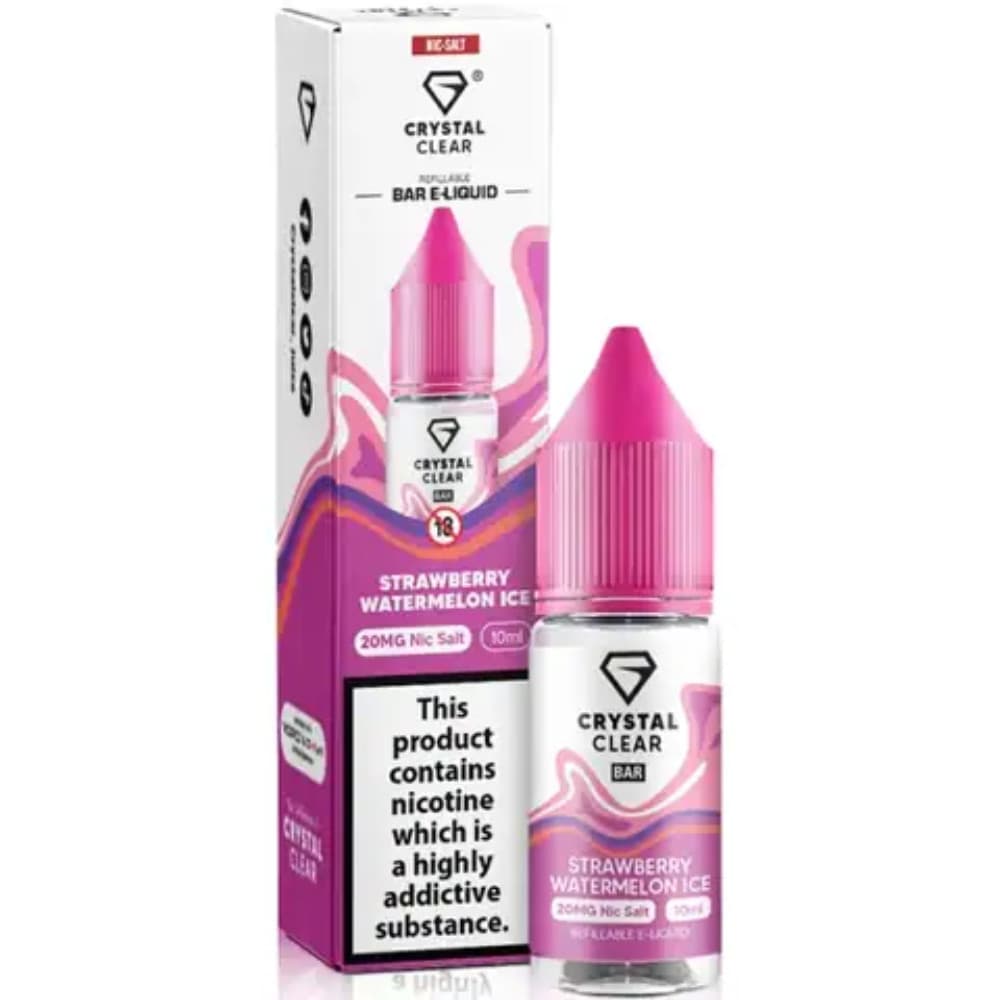  Strawberry Watermelon Ice / 20mg Crystal Clear Nic Salts e liquids 10ml