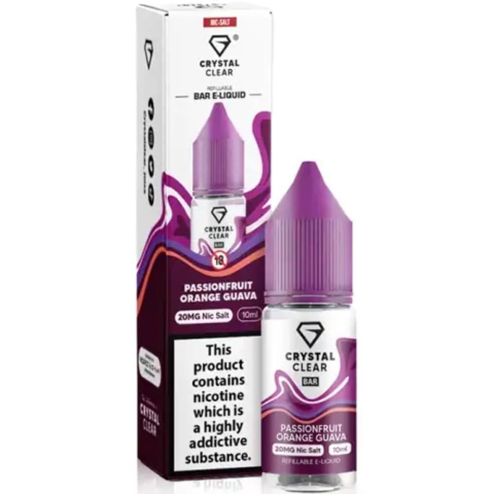  Passion Orange Guava / 10mg Crystal Clear Nic Salts e liquids 10ml