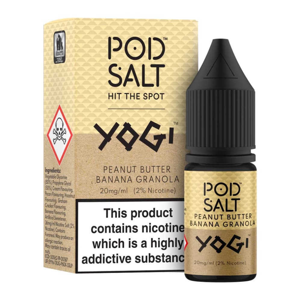  Yogi - Peanut Butter Banana Granola / 20mg Pod Salt Fusions Nic Salts e liquids 10ml