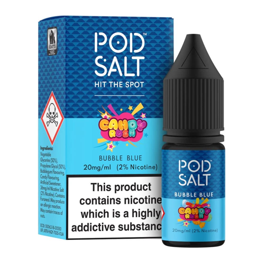  Candy Rush - Bubble Blue / 20mg Pod Salt Fusions Nic Salts e liquids 10ml