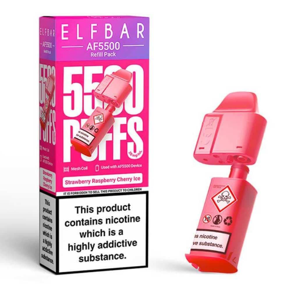  Strawberry Raspberry Cherry Ice Elf bar AF5000 Refill Pods