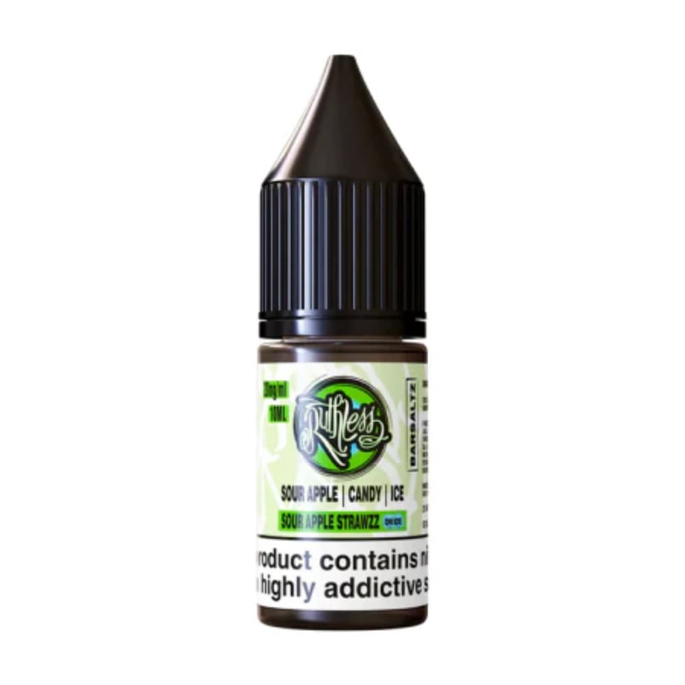  Sour Apple Strawzz On Ice Ruthless Bar Saltz Nic Salt 10ml E-Liquid Box of 10